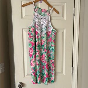 Lilly Pulitzer Pink & Green Pearl Shift Dress